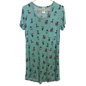 Nite Nite Munki Munki Musical Cat Novelty Print Nightgown Pjs Size Medium